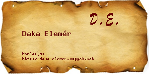 Daka Elemér névjegykártya